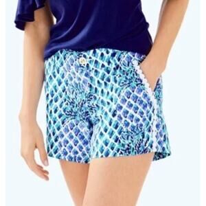 Lilly Pulitzer Callahan Shorts 0 Resort White Pineapple 5” Blue Preppy